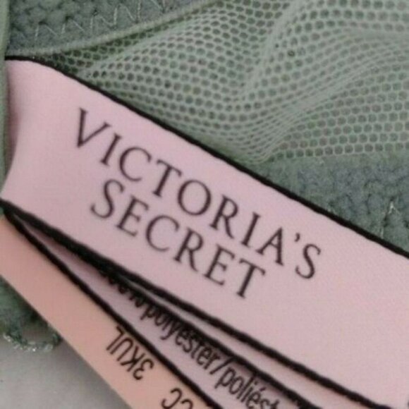 Victorias Secret Dream Angels Bra Lined Demi Green Lace High Neck 32DDD NEW - Picture 4 of 10